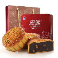 宏远月饼 广式月饼 加头核桃豆沙 中秋月饼礼盒 700g 精装铁盒 精装铁盒装