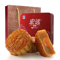 宏远 广式月饼 单黄白莲蓉 中秋月饼礼盒 500g精装铁盒 精装铁盒装