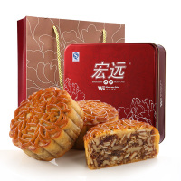 宏远 广式月饼 火腿五仁 中秋月饼礼盒 700g 豪华铁盒 豪华铁盒装