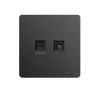 德力西(DELIXI)开关插座面板 CD821系列 有线电视电脑插座 磨砂黑纯平大板