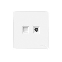 德力西(DELIXI)开关插座面板 CD821系列 有线电视电脑插座 时尚白纯平大板