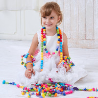 勾勾手&纽奇儿童女孩玩具百变早教益智波普无绳串珠绕珠DIY手工过家家玩具3-6岁神奇无绳波普串珠串串乐46件套