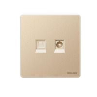 德力西(DELIXI)开关插座面板 CD821系列 有线电视电脑插座 香槟金纯平大板