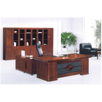 标灿油漆老板桌 2800*2000*750 酒红色