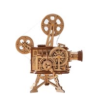 若态若客手摇放映机 diy手工制作木质机械传动模型玩具创意立体拼插拼图男生女生生日礼物 LK601老式放映机