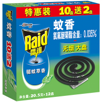 雷达(Raid)(Raid)蚊香驱蚊灭蚊无烟大盘家庭装12盘 宁选檀香/驱蚊草香可选 驱蚊 盘香