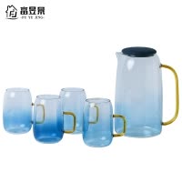 富昱景 北欧云石冷水壶家用耐热耐高温玻璃水壶凉水壶水杯凉杯套装