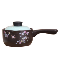 彩冠 02301陶瓷奶锅炖煲奶锅明火炖锅陶瓷煮粥煲仔饭奶锅捕食小锅石锅 花鸟1.6L