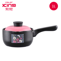 彩冠 02295陶瓷奶锅炖煲奶锅明火炖锅陶瓷煮粥煲仔饭奶锅捕食小锅石锅 花鸟1L