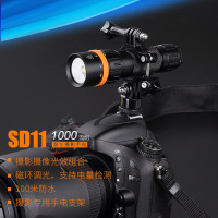 FeniX 菲尼克斯 SD11 潜水充电手电筒 中白光/红光双光源 摄影补光手电筒 带支架 SD11标配加2600U充电