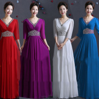 港莎 合唱礼服女 演出服长裙晚v领 DT 19334