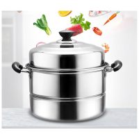 XHS不锈钢蒸锅30cm蒸锅加高加厚单层二层双层蒸锅燃气电磁炉通用ZD-650