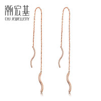 潮宏基珠宝 太阳-流星(曲线) 18K金玫瑰金耳线女彩金耳环耳坠耳钉