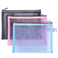[考试专用]正彩(ZNCI)A4透明简约考试尼龙笔袋文件袋网纱收纳化妆包科目袋