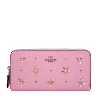 COACH 蔻驰 奢侈品 女士粉色皮革长款钱包钱夹 F72892 SV/QU
