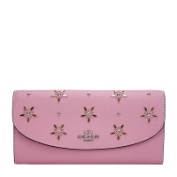 COACH 蔻驰 奢侈品 女士粉色皮革长款钱包钱夹 F73495 SV/QU