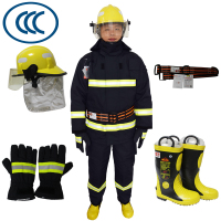 东安 3C认证消防服套14款消防员防护战斗服XL号身高180消防头盔消防手套消防腰带消防靴44码消防服五件套