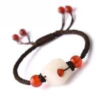 金木匠玲珑骰子安红豆手链入骨相思豆成品筛子色子刻字情侣手串男女(玛瑙棕绳款)