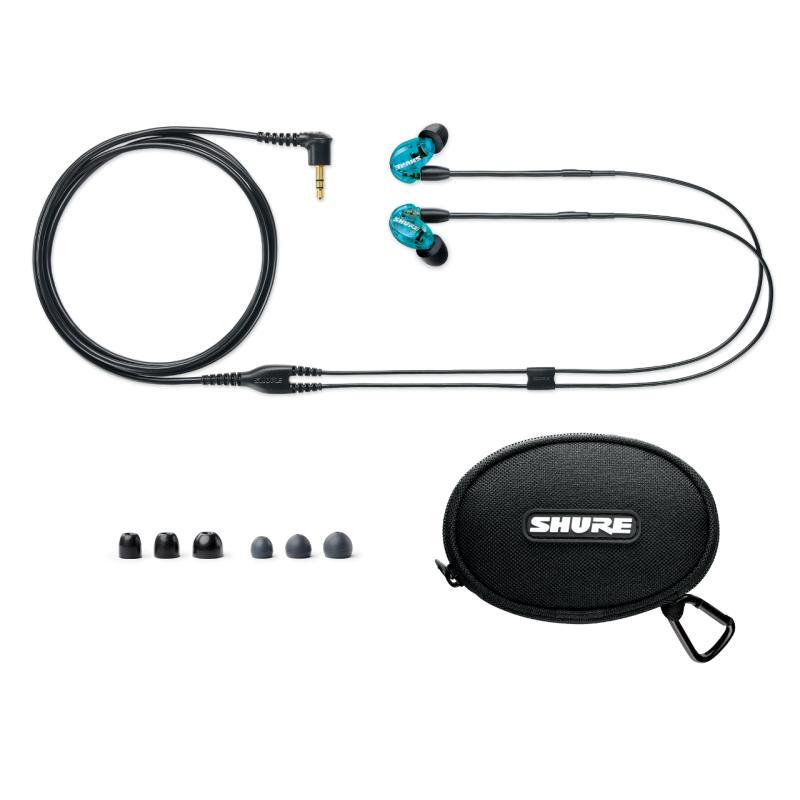 Shure/舒尔 SE215音乐耳机入耳式 线控动圈隔音耳机hifi听歌耳塞 蓝色