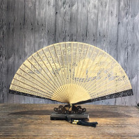 浩泽苏州檀香扇镂空木质檀木中国风扇子折扇古风工艺礼品随身女定制扇