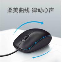 罗技 鼠标 有线鼠标 办公鼠标 对称鼠标 即插即用 黑色