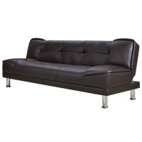 宏绮 HSJ-131【规格：可折叠 深咖啡色 197*45*78 cm】沙发床 客厅小户型三人位沙发 多功能坐卧两用