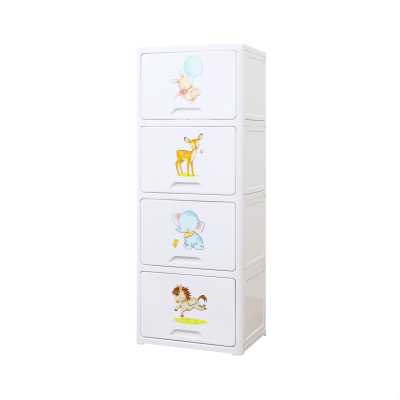 Yeya也雅收纳柜塑料儿童衣柜玩具储物柜子宝宝衣橱自由组合柜多层置物架 柔软时光 4层 WJ-45004