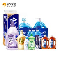 家庭清洁洗护套餐(资深堂沐浴露、金纺柔顺剂、云南白药牙膏、威露士消毒液、维达卷纸、蓝月亮洗衣液、蓝月亮厨卫清洁组合