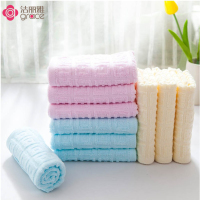 洁丽雅 毛巾家纺纯棉提花小方格素色吸水三条装