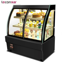 lecon/乐创 蛋糕柜商用展示柜冷藏保鲜柜玻璃陈列柜水果寿司熟食柜风冷 黑色弧形前开门 1.5米落地式 除雾款