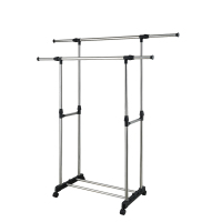 名家 晾衣架 落地晾衣杆 室内阳台伸缩挂衣架 不锈钢升降晒衣架 带滑轮晾晒架6808伸缩双杠1.5米
