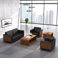 豫亨 办公家具办公沙发办公室沙发现代简约会客接待商务真皮布艺洽谈沙发茶几组合