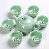 C&C cyy01 陶瓷鲤鱼青瓷七头茶壶茶杯整套定制 100套起订