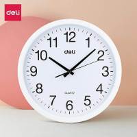 【精选】 得力(deli) 9005 挂 钟钟表 客厅挂式静音钟表 30cm简约时尚挂钟 白色（5个价格）
