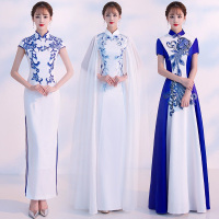 青花瓷旗袍女大合唱演出服三款随机