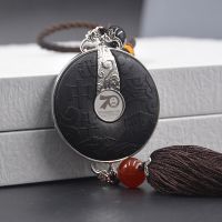 紫光檀挂件 紫光檀+玛瑙+雕刻