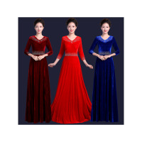 企购优品金丝绒合唱服长裙中老年大合唱演出服装女主持人指挥礼服显瘦