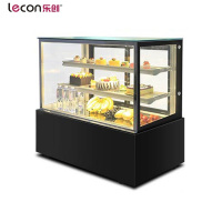 lecon/乐创 蛋糕柜商用展示柜冷藏保鲜柜玻璃陈列柜水果寿司熟食柜风冷 黑色直角后开门 0.9米台式 除雾款