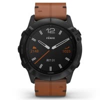 佳明GARMIN Fenix6X Pro蓝宝石镜面棕色皮革表带户外运动智能功能手表心率血氧音乐支付跑步越野GPS手表