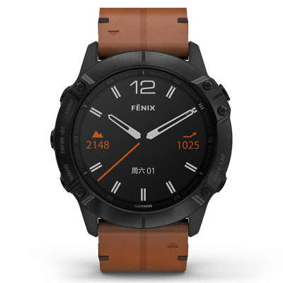 佳明GARMIN Fenix6X Pro蓝宝石镜面棕色皮革表带户外运动智能功能手表心率血氧音乐支付跑步越野GPS手表