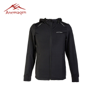 阿尼玛卿/ANEMAQEN 运动服长袖 男 户外男士跑步休闲连帽外套拉链帽衫 AJM-1601 黑色