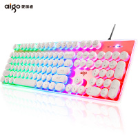 爱国者W649水晶键盘有线 朋克复古背光电脑笔记本台式办公家用光外接USB有线键盘 机械手感游戏键盘