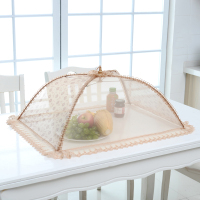 乐逸仕(LEYISHI)防尘罩饭菜罩子餐桌罩家用菜罩-大号圆金色素面菜罩