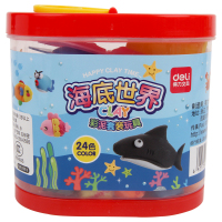 得力(deli) 6473 24色儿童玩具彩泥易拉罐扣手提 5桶装