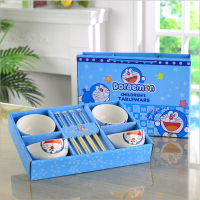 卡通陶瓷碗筷餐具套装 四碗四筷