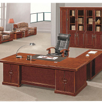 广圣GS 2米班台 实木老板桌 大班台主管桌 电脑桌带付柜 科长桌 总经理桌