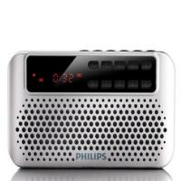 Philips/飞利浦SBM120老人FM收音机便携式插卡多功能音箱 迷你随身听MP3小音响 AUX音频输入 银色