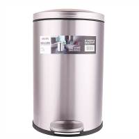 得力(deli) 9552不锈钢垃圾桶 时尚脚踏翻盖 液压缓降 低噪防臭 11L