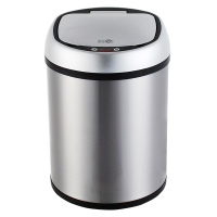 得力(deli) 9559不锈钢免脚踏自动感应垃圾桶 加厚静音圆纸篓 银色 12L