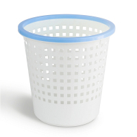 得力(deli) 9554双色圆形纸篓 纸篓 清洁桶 塑料网状 带压圈 直径28cm(天蓝色)